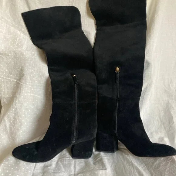 J.Crew Sadie over the knee tall suede boots Black sz 6 - Picture 7 of 10